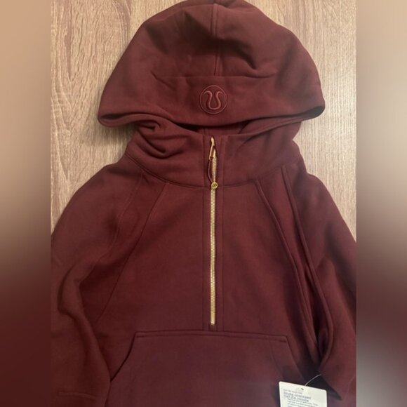 Lululemon Scuba oversized half gold zip hoodie sweater. Garnet.Burgundy. XS/S - Picture 6 of 13